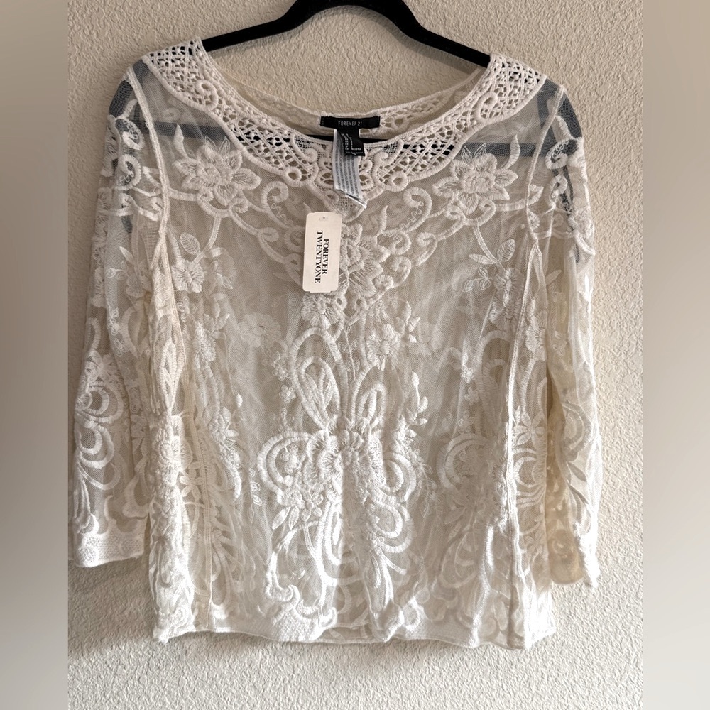 Forever 21 Cream Lace Blouse. New